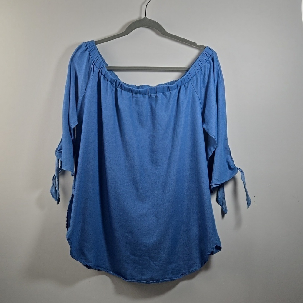 Just Quella Blue Flowy Top